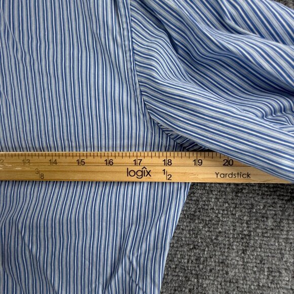 Salvatore Ferragamo XS Blue Stripe Short Sleeve Button Up Shirt Men Cotton Woven - Picture 6 of 15